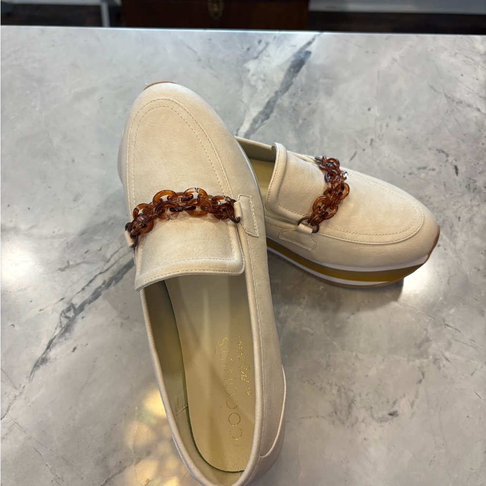 Cream Loafers with Chain Detail